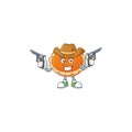 Pastry orange pie character mascot with cowboy