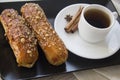 Pastry puffs with coffee Royalty Free Stock Photo