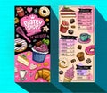 Pastry shop cafe menu template. Colorful logo design label, emblem. Hand drawn vector