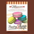 Pastry Shop Macarons Biscuit Sweet Banner Vector