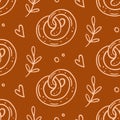 Pastry, sweet bakery seamless pattern with baked goods