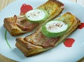 Pastry tart bacon cheese and zucchini Royalty Free Stock Photo