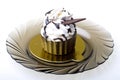 Pastry Tiramisu layered cake in a chocolate cup Royalty Free Stock Photo