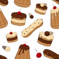 Vector seamless pattern cakes on a white background Royalty Free Stock Photo