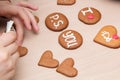 Pastry writes on gingerbread