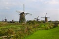 Pasture and Fence, Windmill, Kinderdijk, Netherland Royalty Free Stock Photo