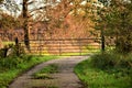 Pasture gate blocks a small concrete road