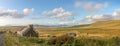 Pasture landscape and ruin near Portmagee Royalty Free Stock Photo