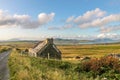 Pasture landscape and ruin near Portmagee Royalty Free Stock Photo