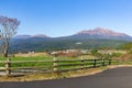 Pasture and mountain Kirishima Royalty Free Stock Photo