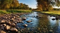 Award-winning 32k Hdr Photography Pasture Stream And Small River Stones