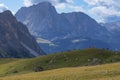 Pastures in the Dolomites Puez -Geisler nature park Royalty Free Stock Photo