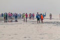 PASUR, BANGLADESH - NOVEMBER 13, 2016: Beach at Dublar Char Dubla island from Pasur river, Banglade