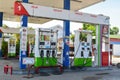 Pertamina gas stations are no longer in use. Pertamina refueling station building. PERTAMINA