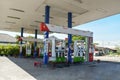 Pertamina gas stations are no longer in use. Pertamina refueling station building. PERTAMINA