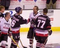 Pat LaFontaine & Guy LeFleur, play in a charity hockey game.