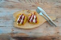 Patacones or tostones are fried green plantain slices, made with green plantains Royalty Free Stock Photo