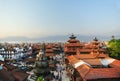 Patan dubar square, mountain range on background.. Royalty Free Stock Photo