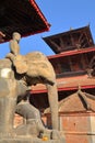 PATAN, NEPAL: Elephant statue at Bishwanath Mandir temple, Durbar Square