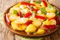 Patatas a lo pobre is a simple potato dish from Andalusian cuisine made of sliced potatoes are fried in olive oil with onion and Royalty Free Stock Photo