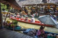 Pataya, Thailand May 13, 2018, Floating Market in holidays,tourism are travel to famous floating market and cultural tourist