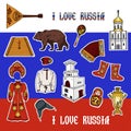 Patch badges in Russian style. Set of stickers, pins, patches. Royalty Free Stock Photo