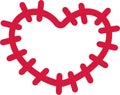 Patch with big stitches heart shape