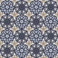 Patch Boho Flower Seamless Pattern. Mandala patchwork, oriental design. Wallpaper, furniture textile, fabric print, tile deco.