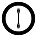 Patch cable path cord ethernet technology rj45 net concept icon in circle round black color vector illustration image solid