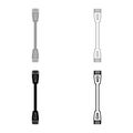 Patch cable path cord ethernet technology rj45 net concept set icon grey black color vector illustration image solid fill outline