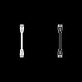 Patch cable path cord ethernet technology rj45 net concept set icon white color vector illustration image solid fill outline