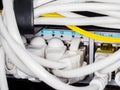 Patch cables and sockets for connecting to fast broadband network service Royalty Free Stock Photo