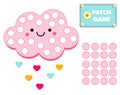Patch game for children. Educational activity for kids and toddlers with cute cloud for motor skills
