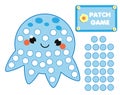 Patch game for children. Educational activity for kids and toddlers. Cute octopus