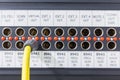 Patch panel that is equipped for broadcast. Royalty Free Stock Photo