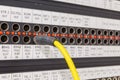 Patch panel that is equipped for broadcast. Royalty Free Stock Photo