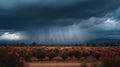 A Patch Of Rain Over A Rose Garden In The Distance Generative AI Royalty Free Stock Photo