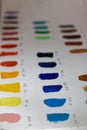 Patches of colour samples with designations