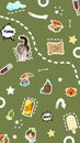 patches design. Cool Stickers Collage Pattern. Patches color background.