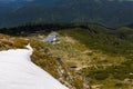 Rilski Ezera hut in Rila mountains, Bulgaria, springtime