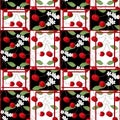 Patchwork abstract seamless floral cherry pattern background