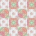 Patchwork abstract seamless floral pattern background