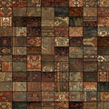 Patchwork arrangement of traditional Persian rug patterns in a collage format Royalty Free Stock Photo