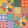 Patchwork background with different patterns