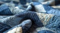 patchwork bedspread. geometric pattern from pieces of denim.