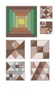 Patchwork blocks patterns geometric elements of the pattern for sewing a pattern for fabric quilting needlework colored pieces of Royalty Free Stock Photo