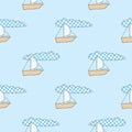 Patchwork Boat Seamless Pattern Royalty Free Stock Photo