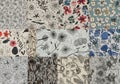 Patchwork of botanical patterns in various colors and styles Royalty Free Stock Photo