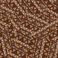 Patchwork with brown geometrical ethnic motifs