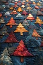 Patchwork Christmas tree, holiday warmth jeans fabric pattern symbol, Royalty Free Stock Photo